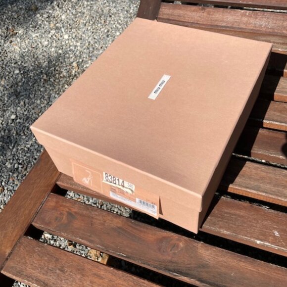 Miu Miu Nude Satin Heels with Crystal Embellishment, Size 6.5 - Picture 3 of 13